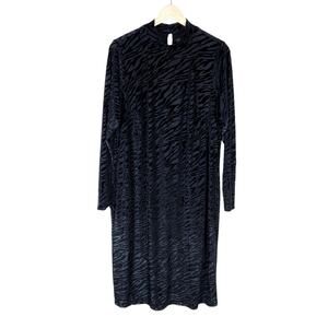 Lane Bryant Midi Dress 18 20 Plus Size Black Velvet Burnout Edgy Gothcore Glam